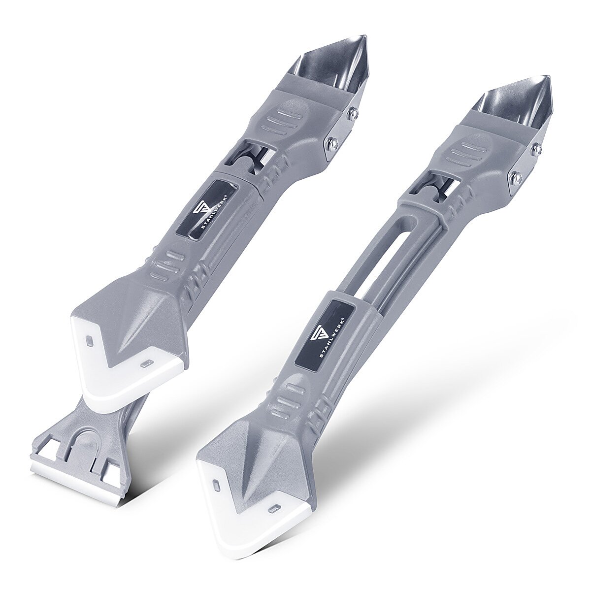 STAHLWERK Pistola de silicona SP-600 ST con espátula de silicona Prensa de cartucho de aluminio de 600 ml | Pistola para calafatear con raspador de silicona | Extractor de juntas | Alisador de articulaciones | removedor de silicona