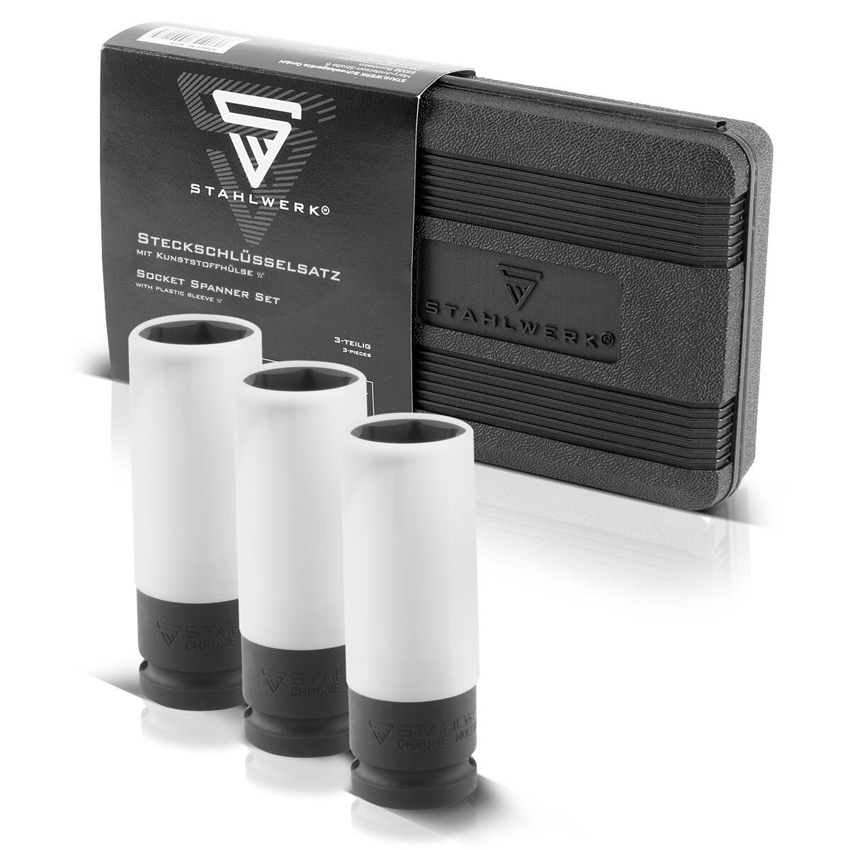 STAHLWERK socket wrench set 1/2 inch 3 high-quality impact sockets 17, 19, 21 mm made of galvanized chrome molybdenum steel