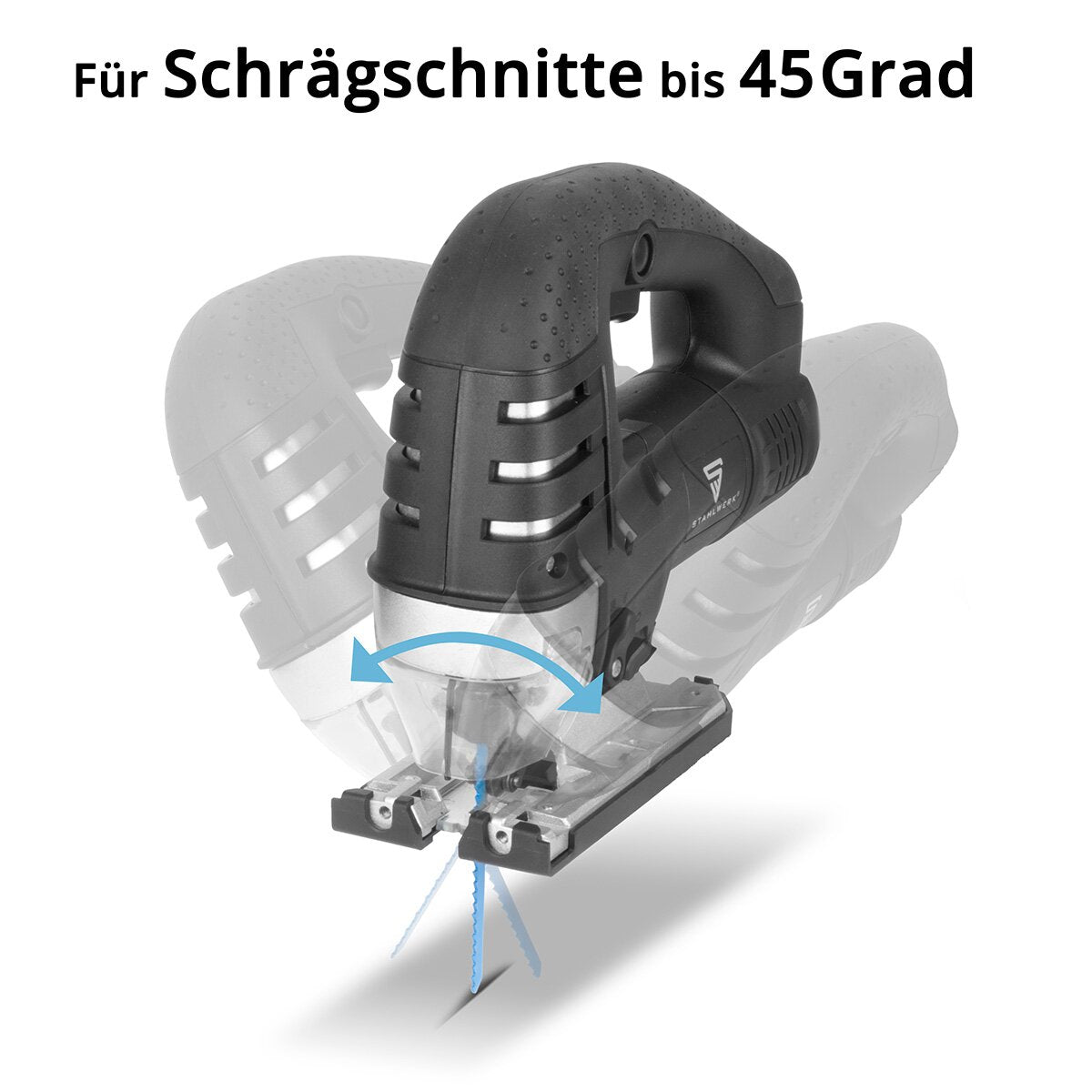 STAHLWERK Stichsäge JSB-750 ST mit 700 W, 600 - 2.800 U/min und 45° Neigungswinkel elektrische Säge | Pendelhubsäge | Pendelhubstichsäge mit Führungsschiene zum Sägen von Holz, Metall und Kunststoff