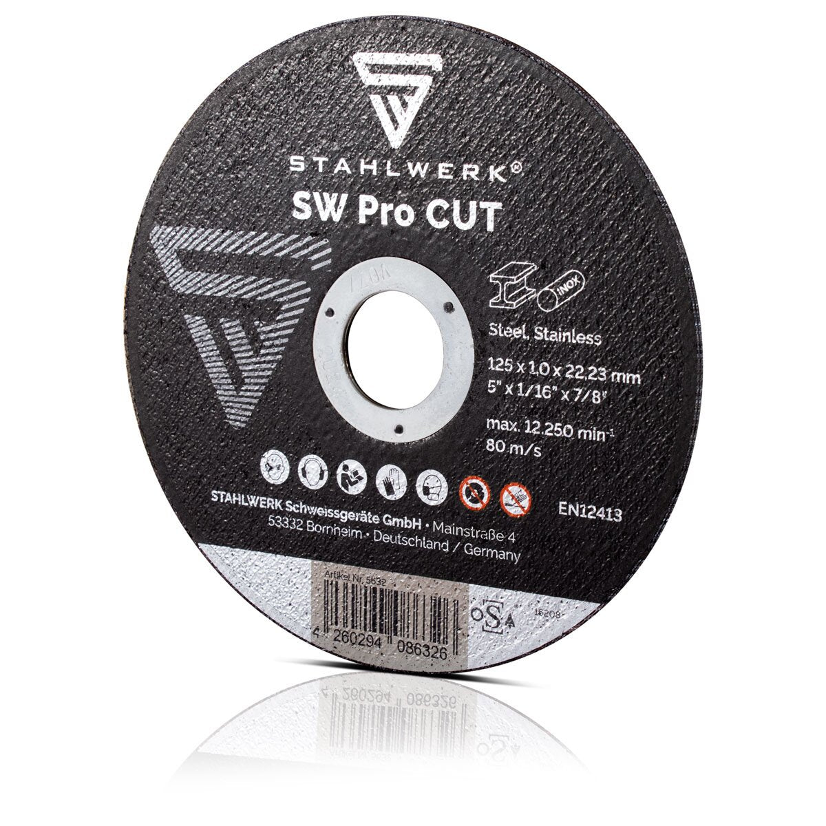 Disco da taglio STAHLWERK SW Pro CUT set da 25 125 x 1,0 x 22,23 mm | Dischi abrasivi 5" x 3/64 x 7/8" | Dischi flessibili per smerigliatrici angolari per il taglio di acciaio, acciaio inossidabile, alluminio e metalli non ferrosi