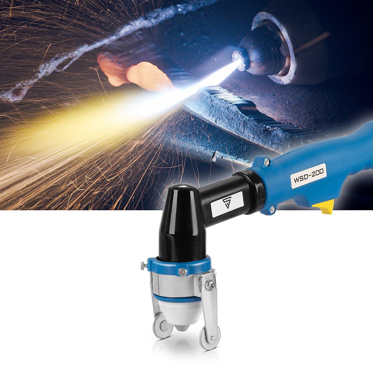 Torche de découpe plasma refroidie à l'eau STAHLWERK WSD-200 jusqu'à 200 A Torche de découpe CUT | Torche à plasma avec paquet de tuyaux de 5 m et entretoise séparée | Guide de rouleau de découpeur plasma