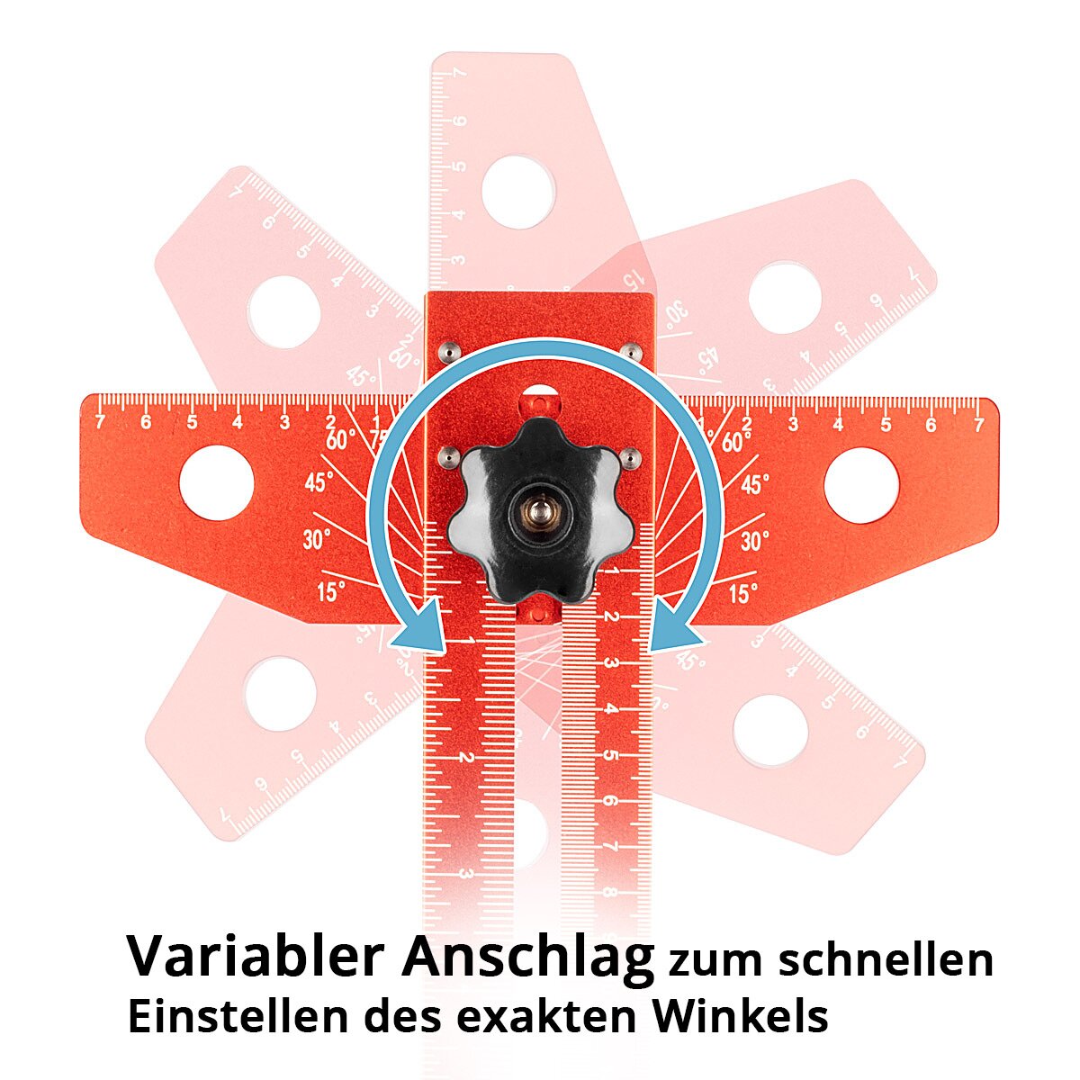 STAHLWERK Winkel-Anreißlineal aus Aluminium mit Anschlag und Markierungsstift Markierungslehre | Anreißlehre | Markierungslineal | Streichmaß zum Anreißen, Markieren und Zeichnen