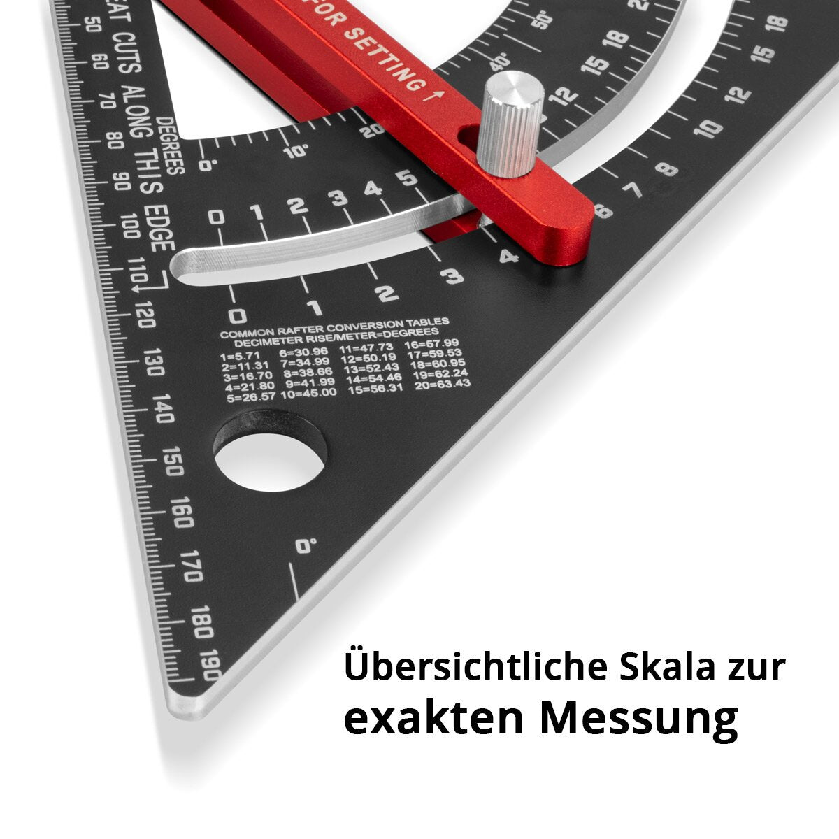 STAHLWERK Winkeldreieck mit Anschlag metrischer Aluminium-Winkelmesser | Anschlagwinkeldreieck | Zimmermannswinkel | Multifunktionswinkel zum präzisen Messen, Anreißen, Markieren und Zeichnen