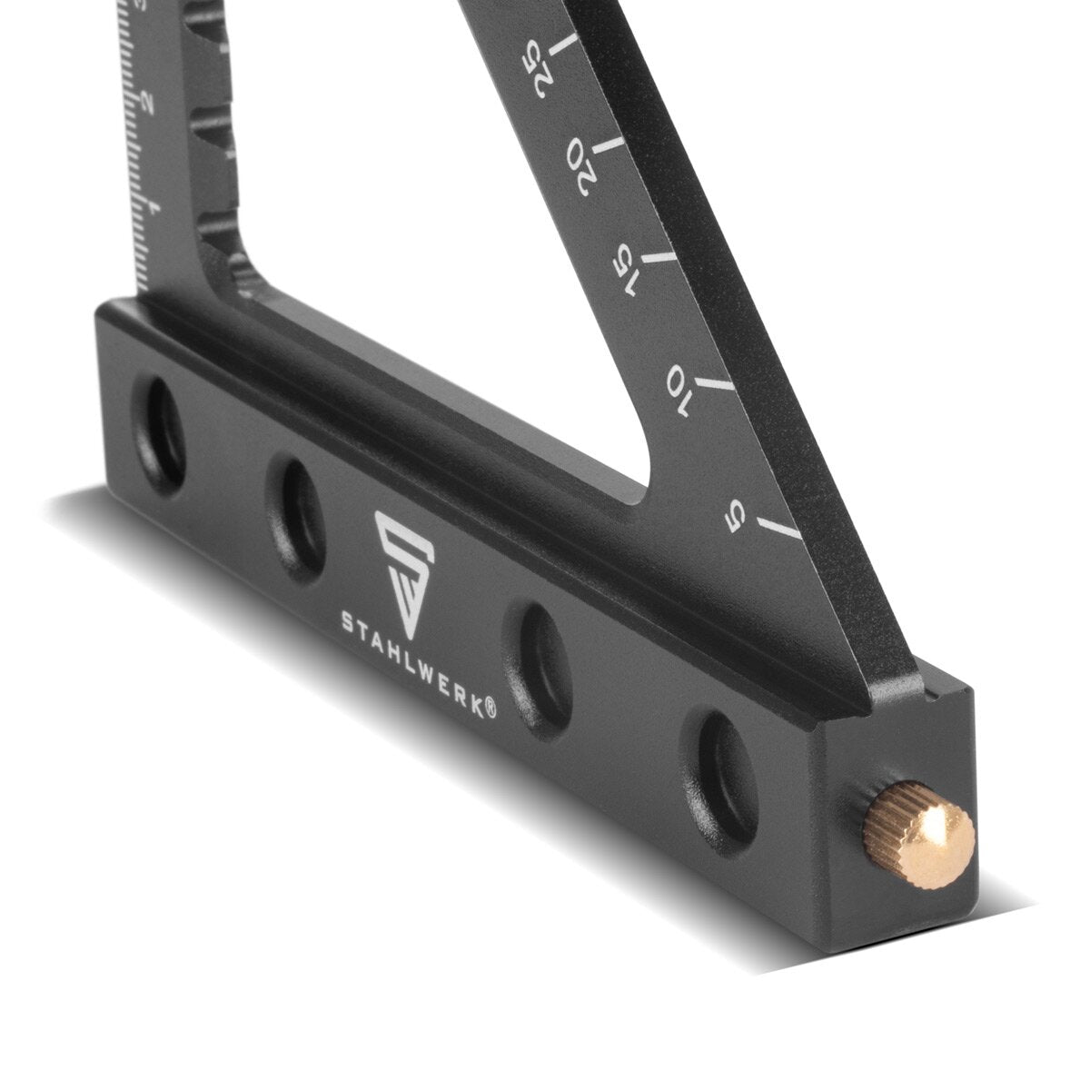 Triángulo angular STAHLWERK con tope y aguja para marcar, regla angular métrica de aluminio Pruebe el triángulo cuadrado | Escuadra de carpintero para medir, marcar, marcar y dibujar con precisión