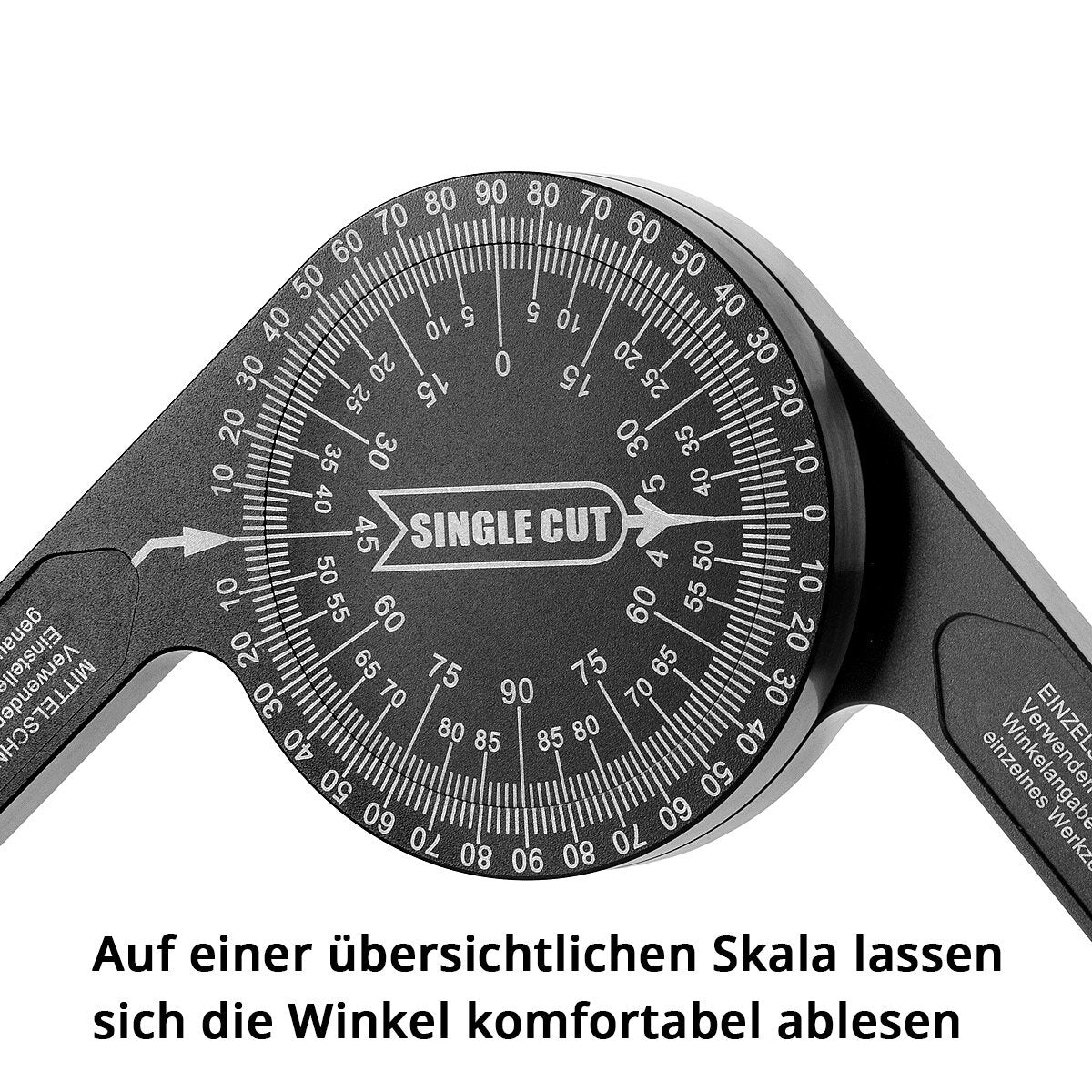 Transportador STAHLWERK Transportador de inglete de aluminio de 360° grados | Dispositivo de medición de ángulos | Calibre | Regla de ángulo | Goniómetro | Herramienta de medición para cortes a inglete precisos