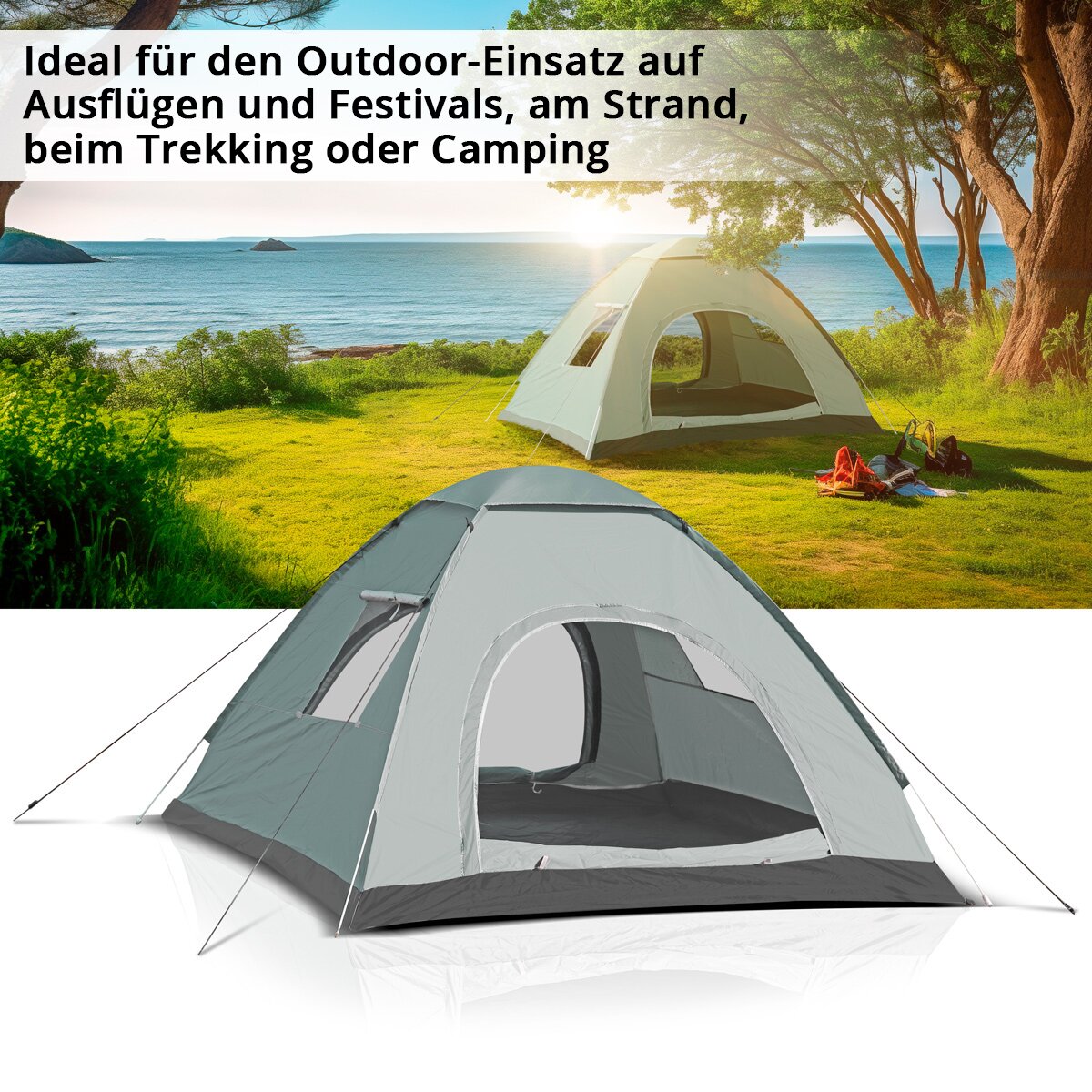 Tente de camping STAHLWERK Z-200 ST Tente pop-up à monter soi-même 200 x 200 cm | Tente pop-up | Tente igloo | tente pliante | Tente dôme | Tente de randonnée | Tente pour 2-3 personnes avec sac de transport