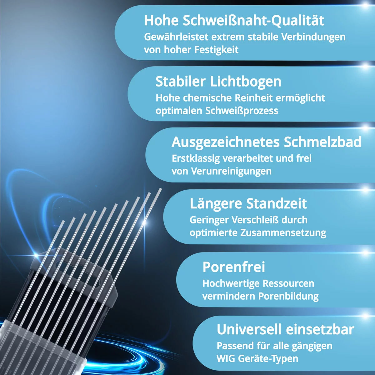 STAHLWERK Wolframelektroden / Schweißelektroden WC20 grau 1,6 x 175 mm im praktischen 10er Set