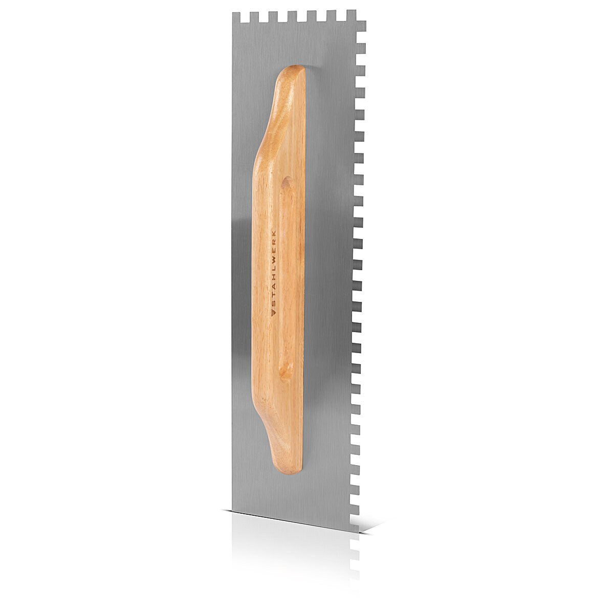 Llana alisadora de dos manos STAHLWERK 140 x 500 mm con dientes cuadrados de 10 mm, llana de limpieza profesional de acero al carbono de alta calidad / llana / llana lisa / llana suiza