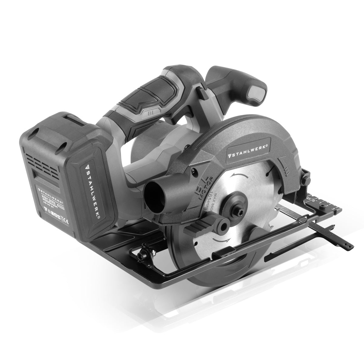 STAHLWERK AKS-20 ST cordless circular saw brushless technology with 900 watts and 4,500 rpm for cutting wood, PVC, MDF, plywood and other materials
