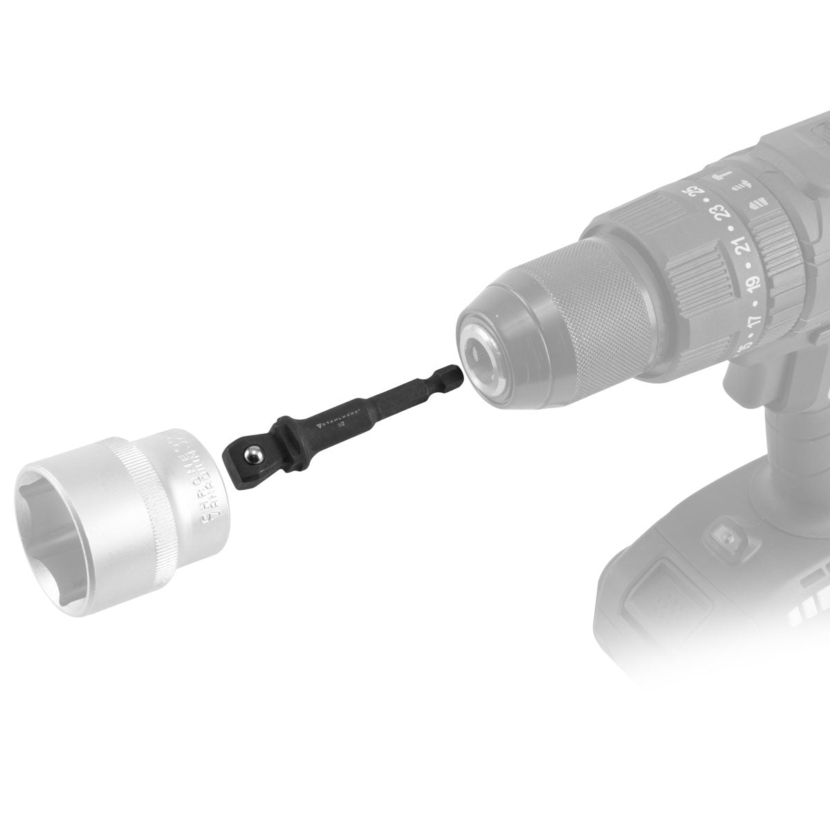 STAHLWERK 3-piece socket wrench adapter set made of chrome-molybdenum with ball lock suitable for cordless screwdrivers and drills