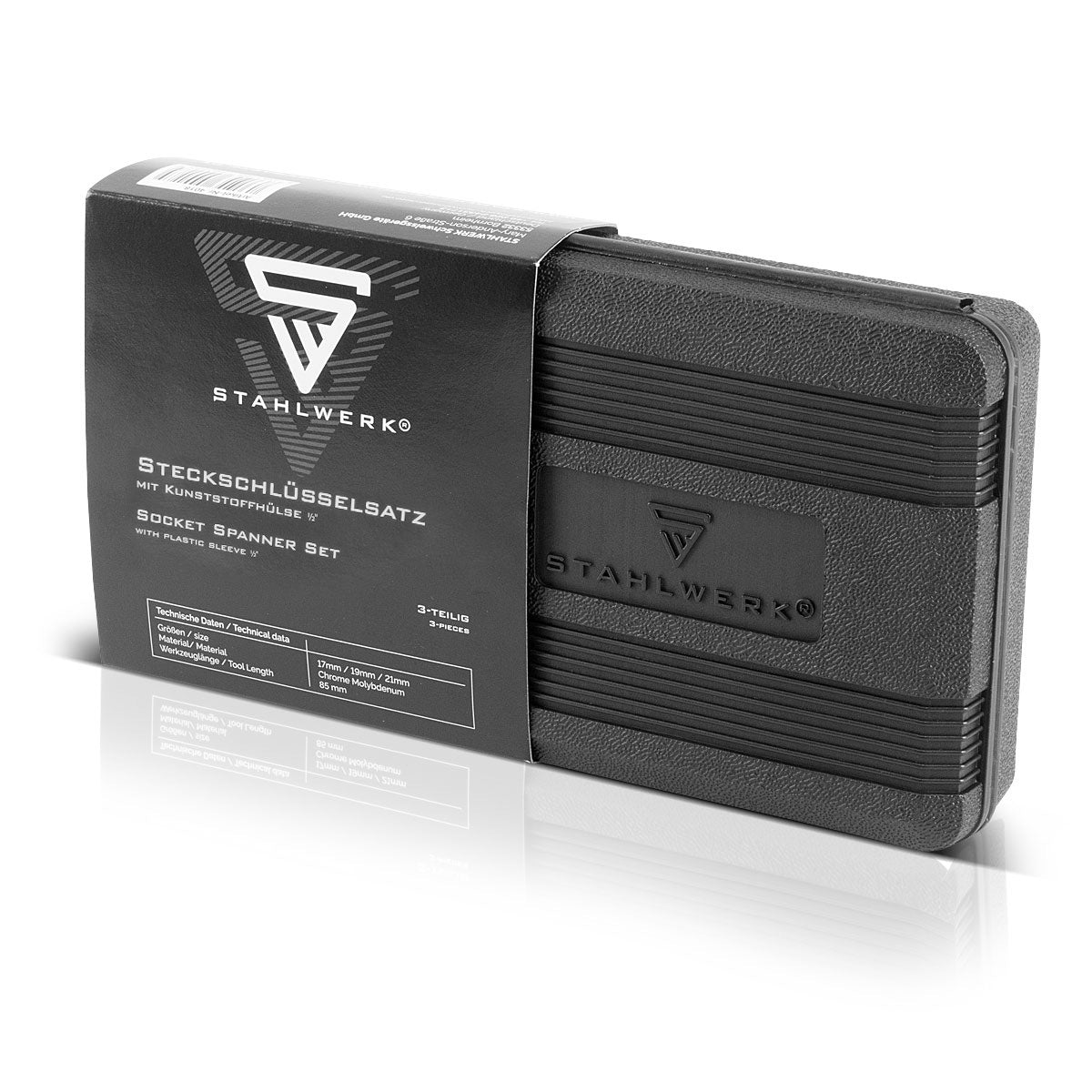 STAHLWERK socket wrench set 1/2 inch 3 high-quality impact sockets 17, 19, 21 mm made of galvanized chrome molybdenum steel