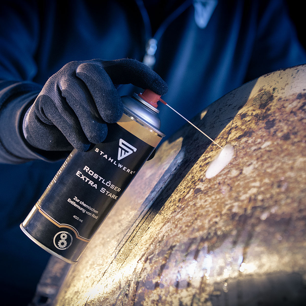 STAHLWERK Rust Remover Extra Strong, spray multifuncional para aflojar y eliminar óxido y oxidación