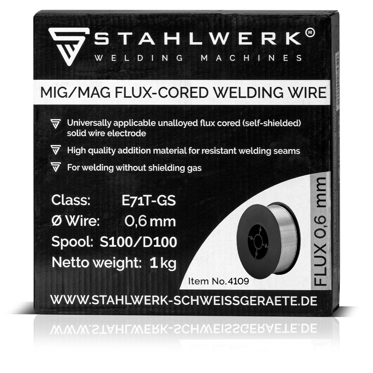 STAHLWERK MIG MAG Premium Alambre tubular Rollo de alambre E71T-GS 0,6 mm S100/D100 Rollo 1 kg