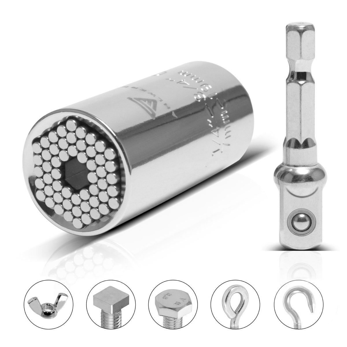 Chiave a bussola universale STAHLWERK Bussola multifunzione da 7-19 mm per cricchetto da 3/8" incluso adattatore per trapano a batteria ed elettrico