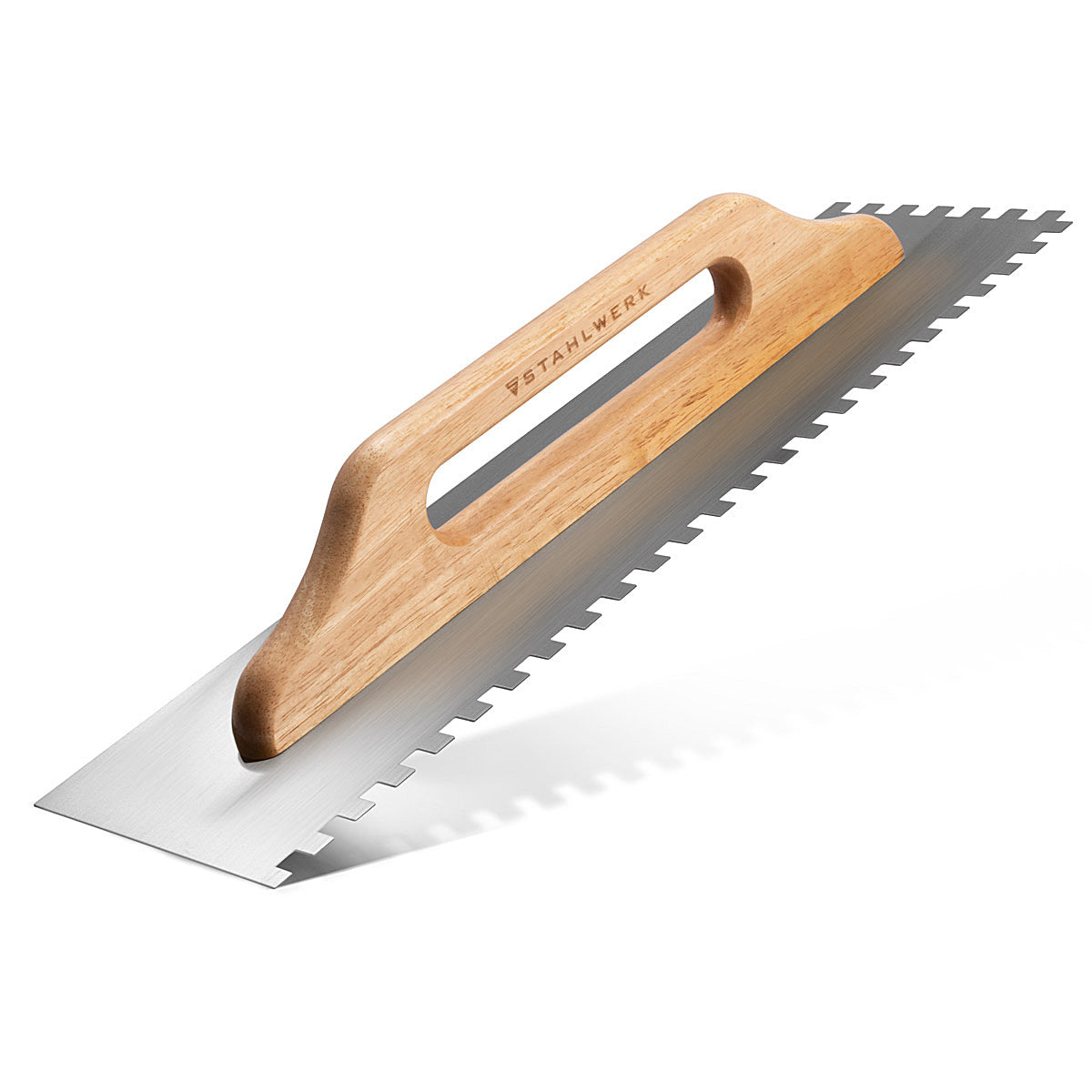 Llana alisadora de dos manos STAHLWERK 140 x 500 mm con dientes cuadrados de 10 mm, llana de limpieza profesional de acero al carbono de alta calidad / llana / llana lisa / llana suiza