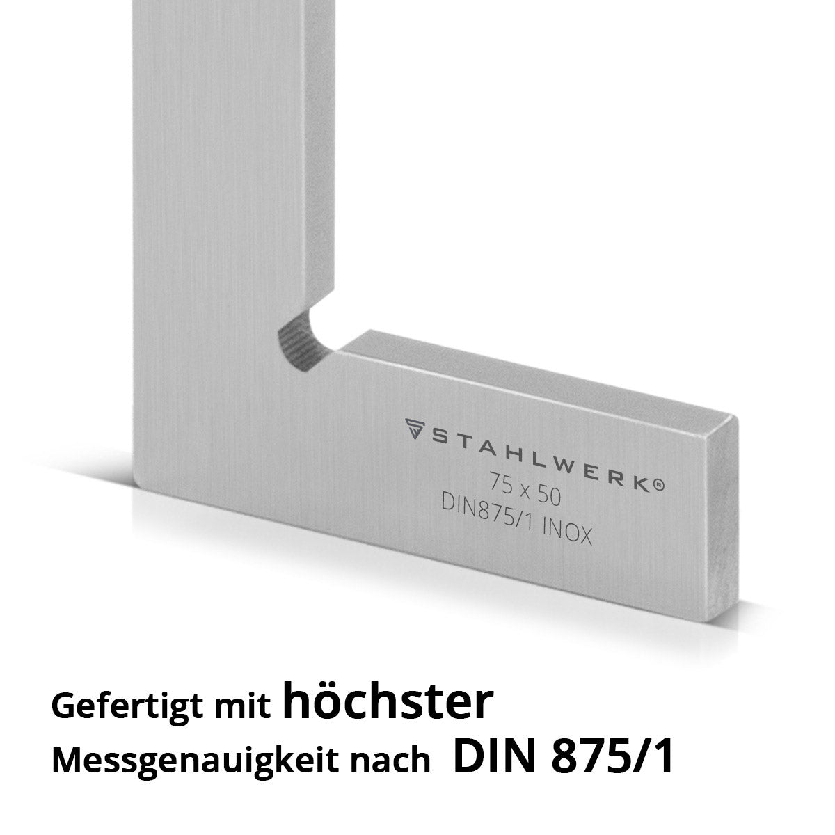 STAHLWERK angle plat 90° 75 x 50 mm DIN 875/1 équerre d'inspection / équerre de serrurier / équerre d'arrêt en acier inoxydable