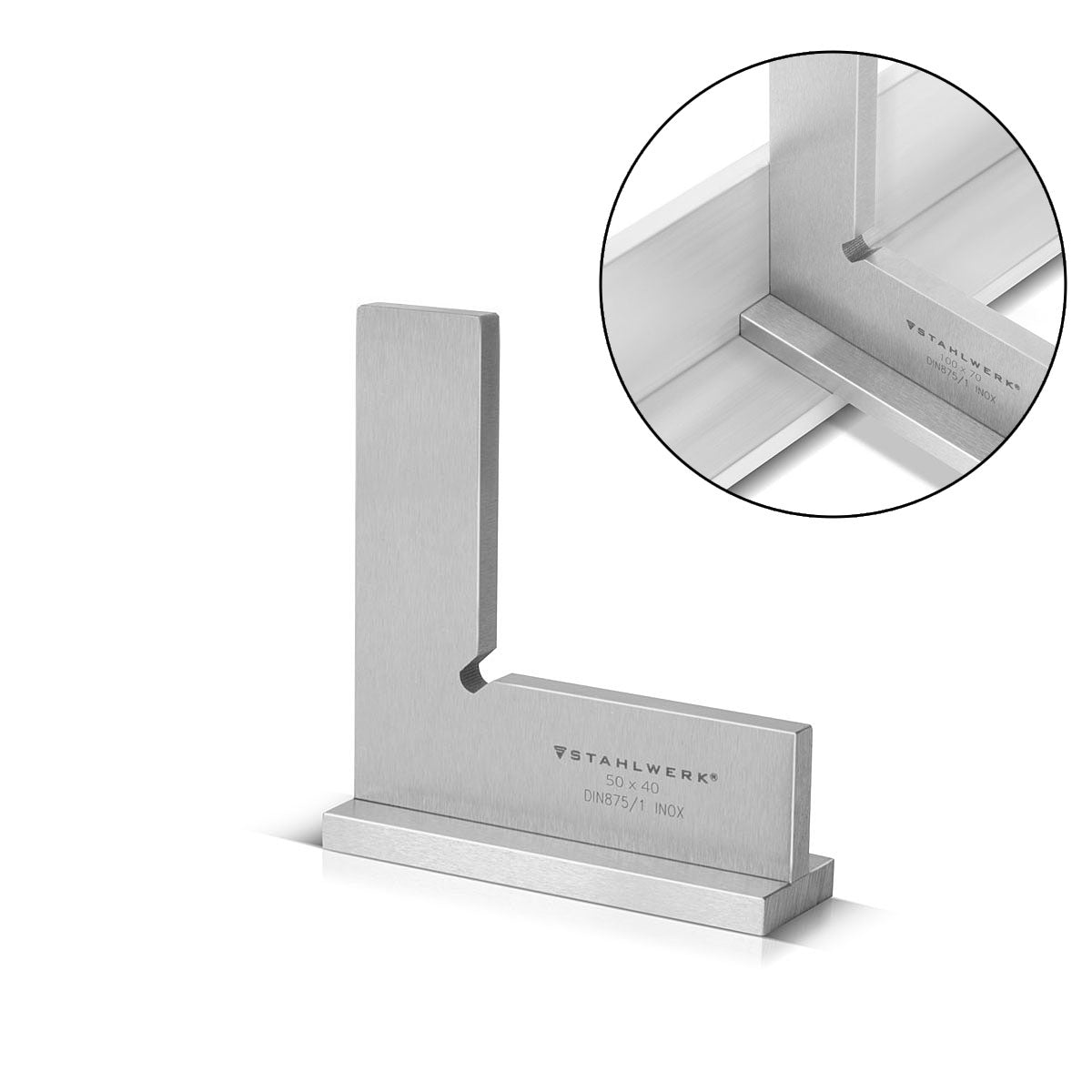 STAHLWERK équerre de butée 90° 50 x 40 mm DIN 875/1 équerre de serrurier / butée d'angle / équerre de précision en acier inoxydable