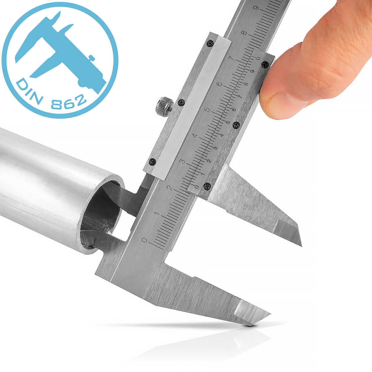 STAHLWERK caliper 0-150 mm DIN 862 caliper / measuring gauge made of hardened carbon steel for external, internal and depth measurements