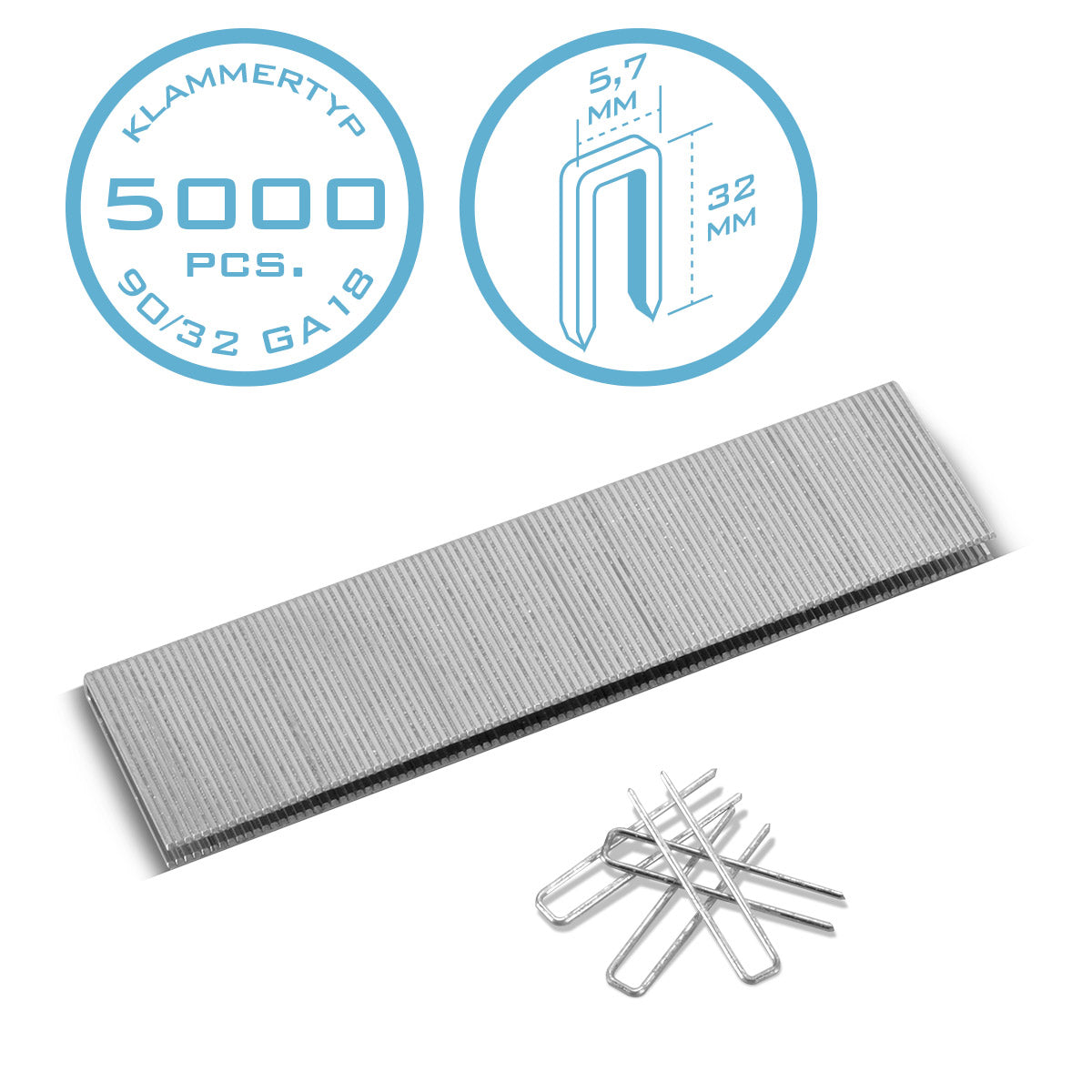 Agrafes STAHLWERK type 90 (1,25 x 1,0 mm) d'une longueur de 32 mm en jeu de 5000 | agrafes | Agrafes pour agrafeuses manuelles, agrafeuses à air comprimé et agrafeuses électriques