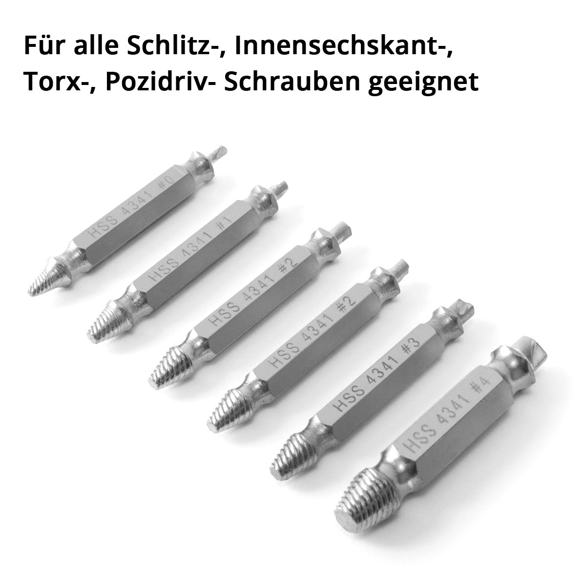 STAHLWERK left-hand extractor / screw remover / damaged screw extractor set of 6 / hardened HSS 4341 steel