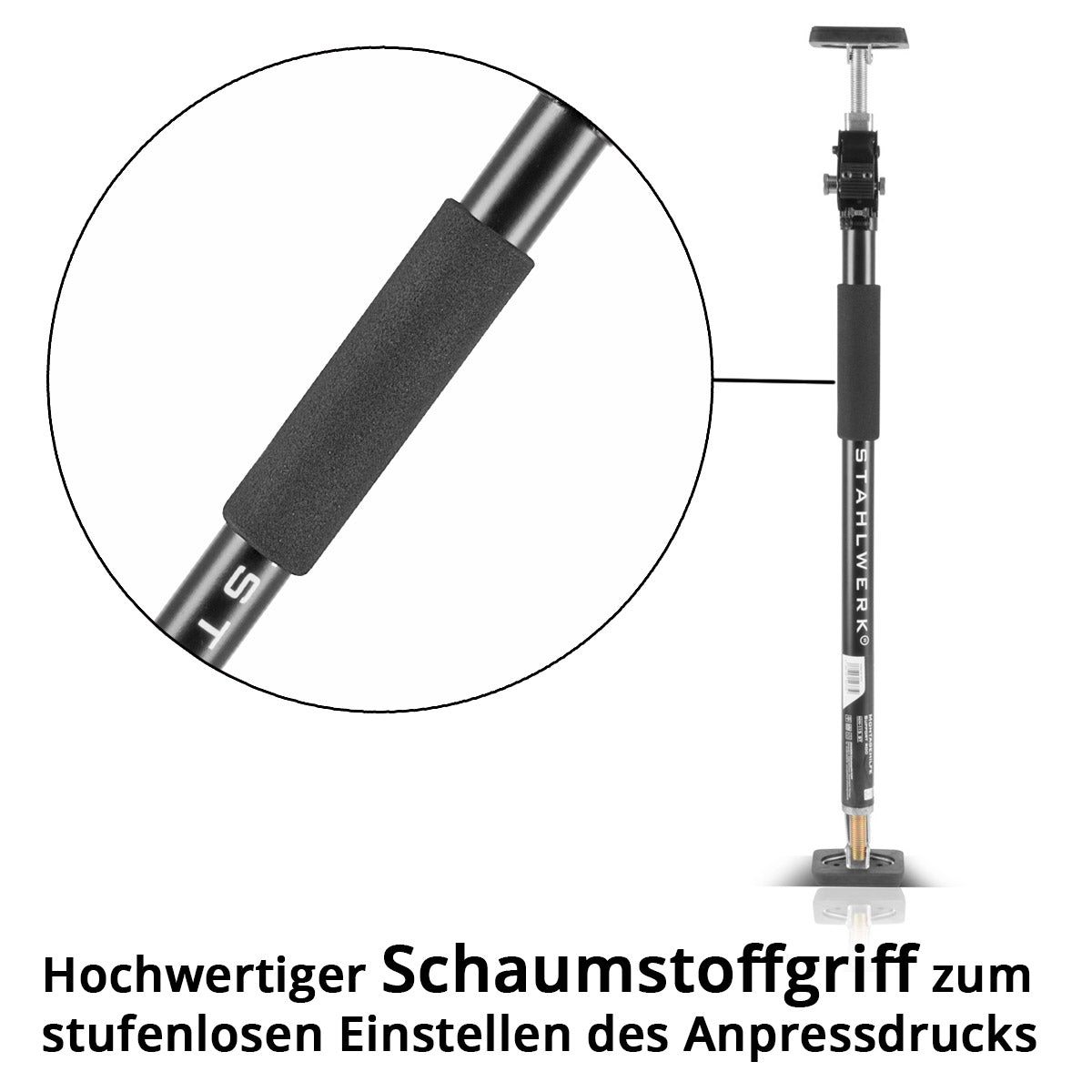 STAHLWERK assembly support / construction support MH-115 ST 66-115 cm, 40 kg load capacity, robust door tensioner / telescopic support / clamping support