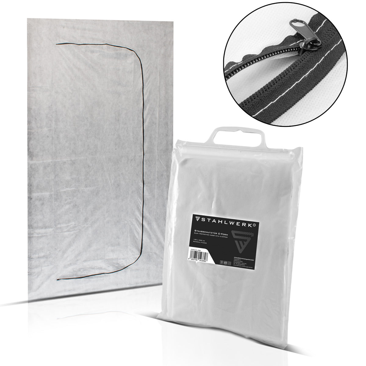 STAHLWERK dust protection door C-shape / dust door / dirt trap / dust curtain with integrated zipper