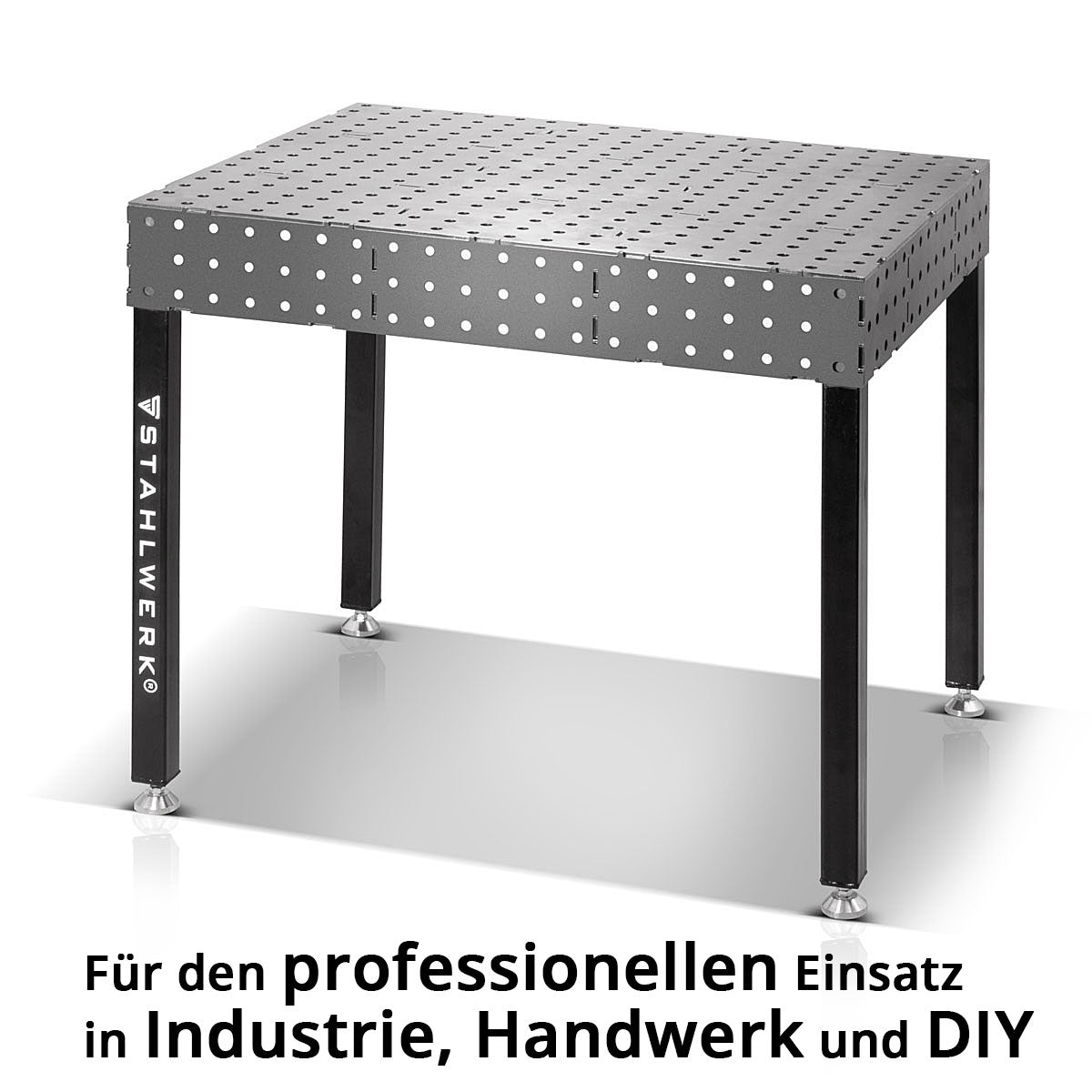 STAHLWERK Table de soudage 3D WT-100 3D ST avec capacité de charge de 1 000 kg, système de trous D16 et plan de travail 6 mm 100 x 80 cm, table de montage en kit pour auto-soudage en acier au carbone avec pieds de nivellement