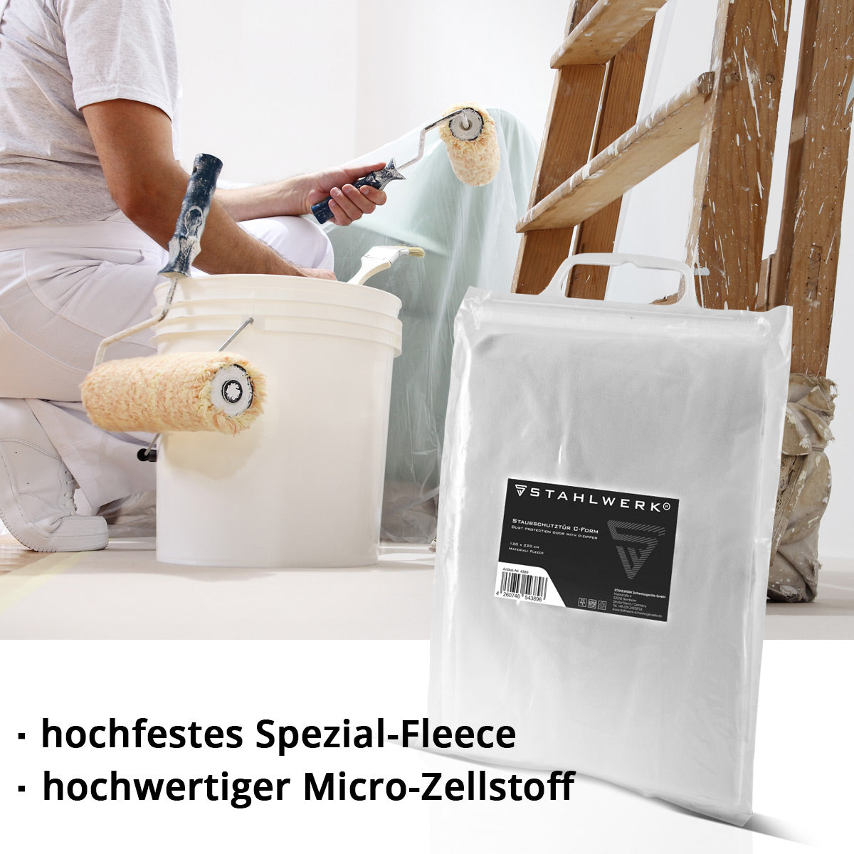 STAHLWERK dust protection door set of 3 C-shaped dust door / dirt trap / dust curtain with integrated zipper