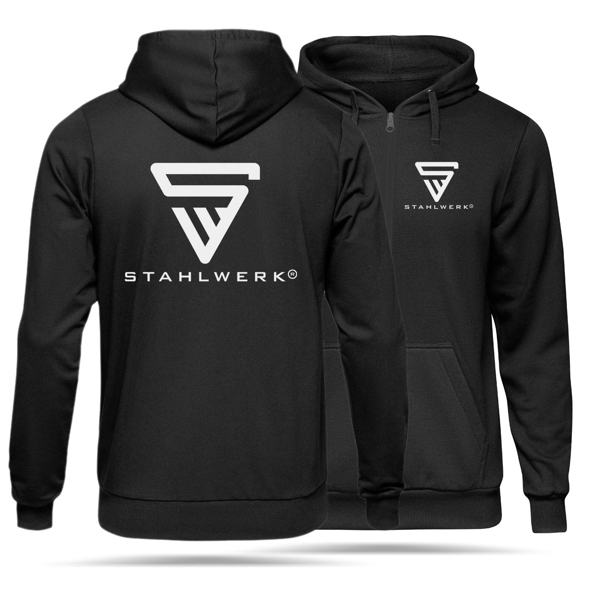 Sudadera con capucha STAHLWERK / M-XXXL / sudadera con capucha / sudadera con capucha / sudadera con cremallera en negro con logo estampado