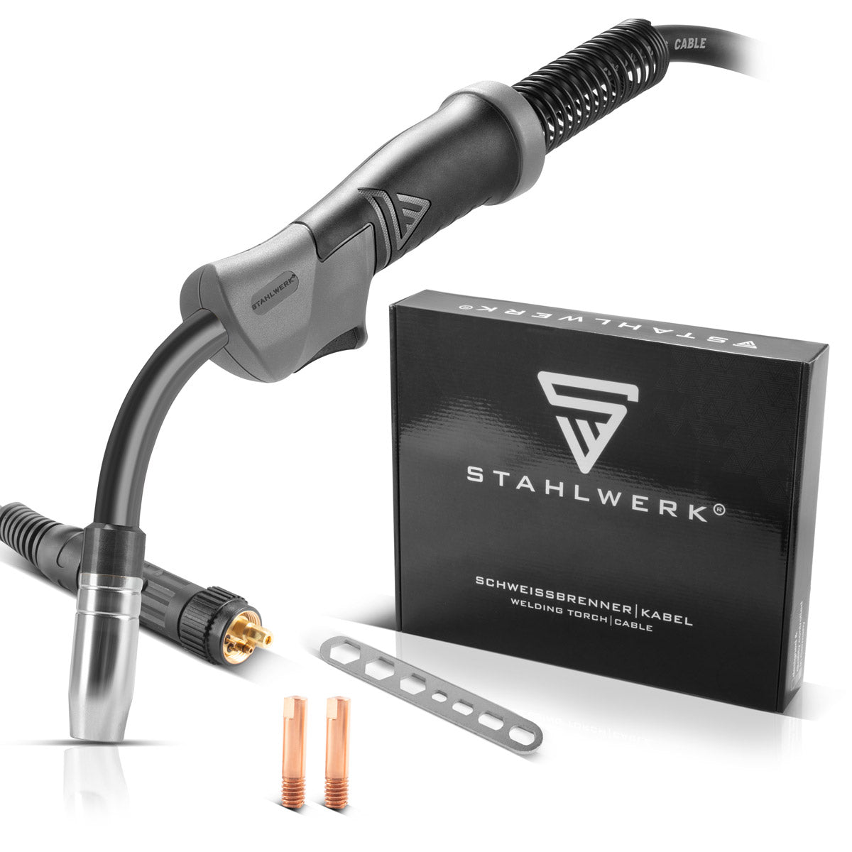 PLANTA ACERO AK15 | Antorcha de soldadura MB15 con paquete de manguera de 4 m, accesorios de soldadura profesionales para máquinas de soldar MIG MAG con gas protector con conexión central Euro
