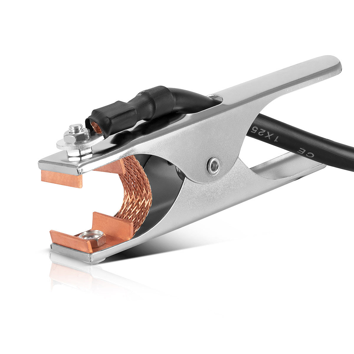 STAHLWERK ground clamp up to 300 A ground clamp | Earth clamp including 5 m welding cable | Ground cable with 25 mm² and 13 mm plug