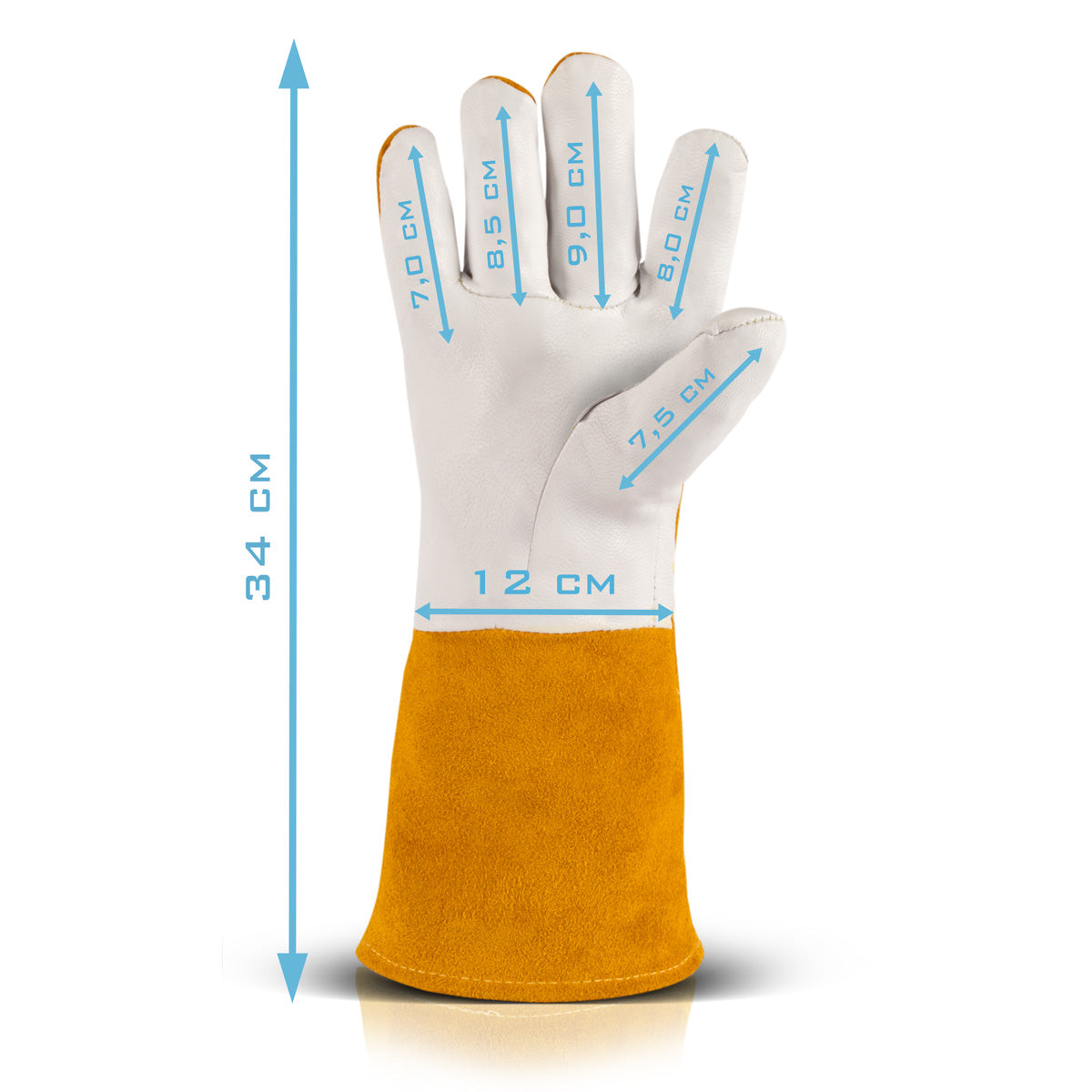 STAHLWERK welding gloves + TIG finger set, robust and heat-resistant protective gloves made of real leather including heat protection made of Kevlar fabric for all welding and cutting work