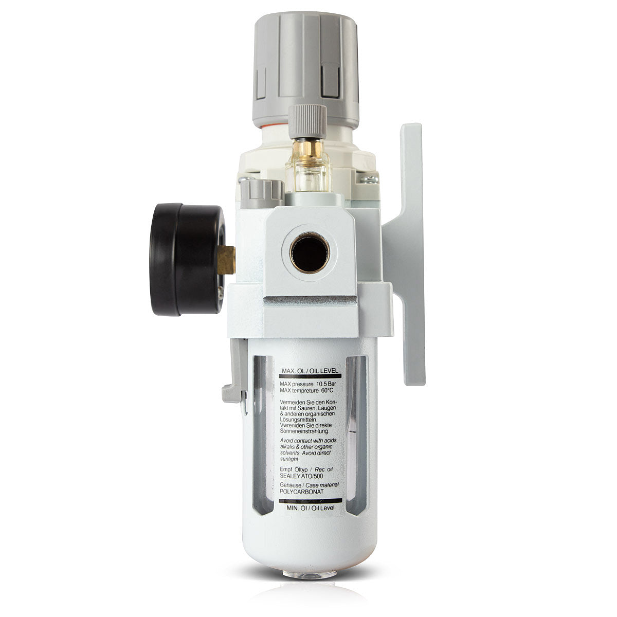 Unidad de mantenimiento de aire comprimido STAHLWERK WE-10 ST con engrasador hasta 10,5 bar para compresores de aire comprimido